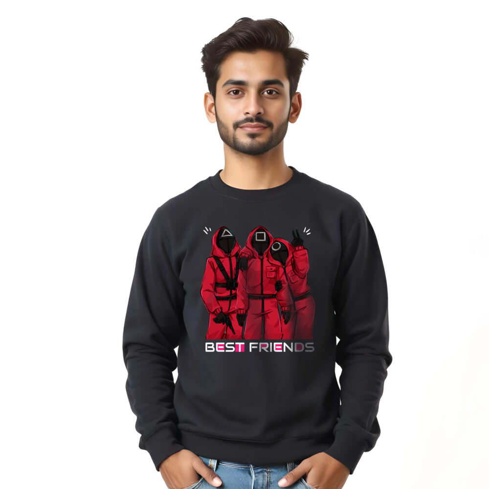 Squad Game Printed Sweat Shirt | Black - Image 3