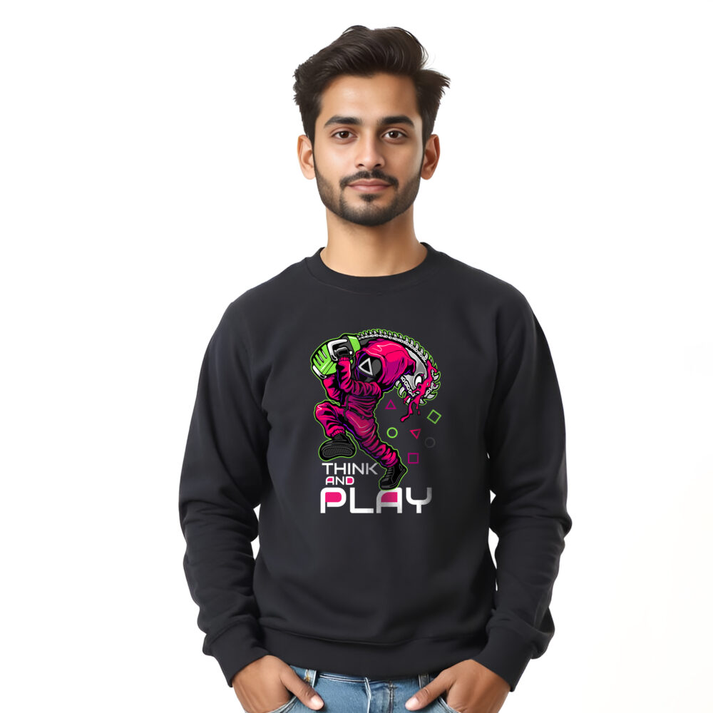 Squad Game Printed Sweat Shirt | Black - Image 4