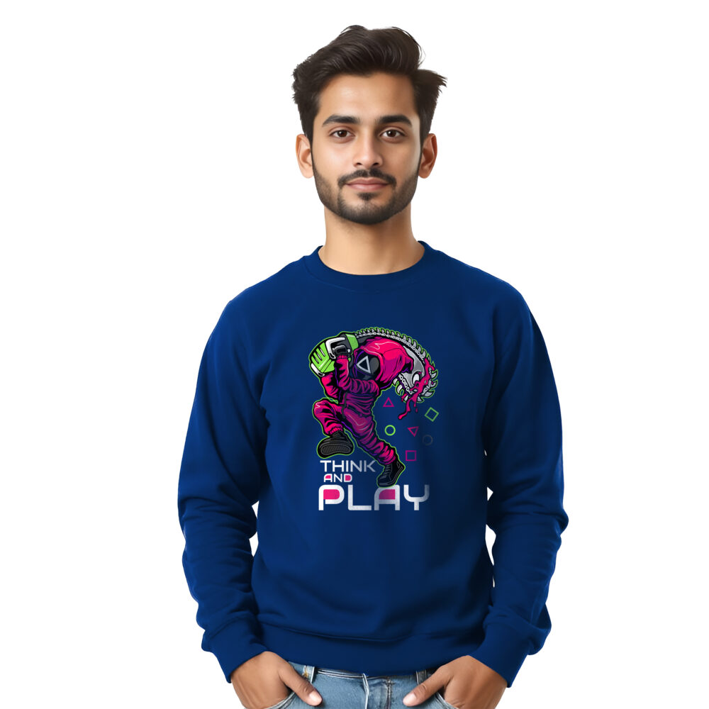 Squad Game Printed Sweat Shirt Blue - Image 5