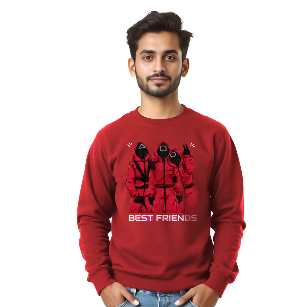 Squad Game Printed Sweat Shirt Red