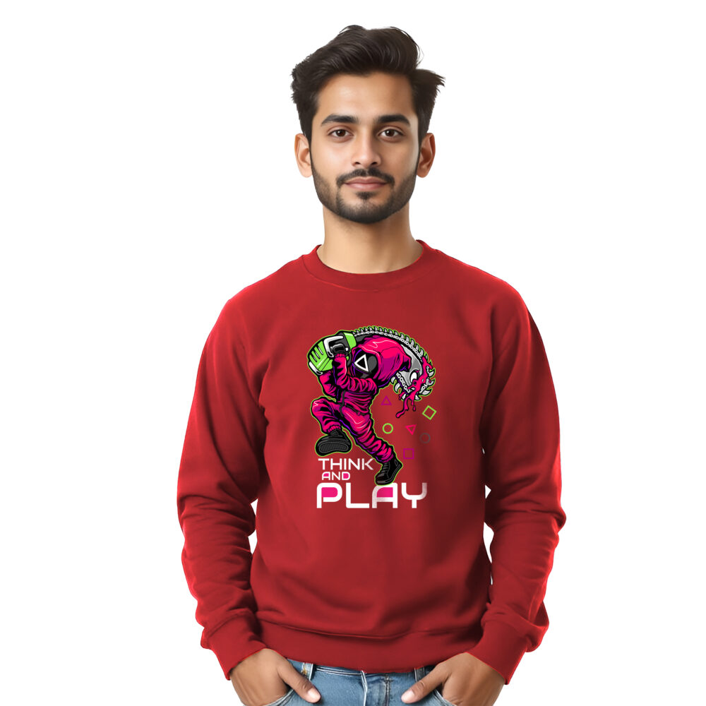 Squad Game Printed Sweat Shirt Red - Image 3