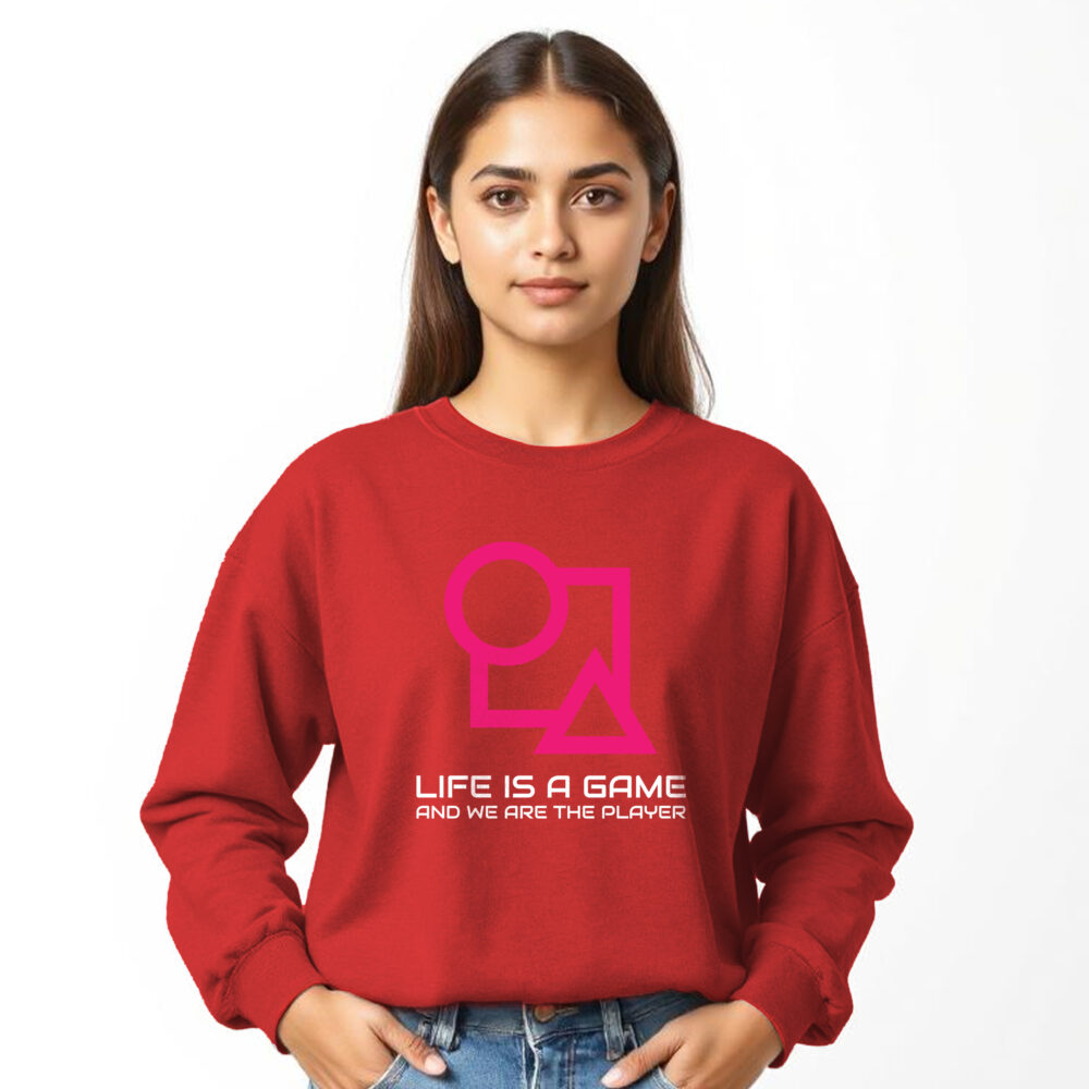 Squad Game Printed Sweat Shirt Girls | Red - Image 5