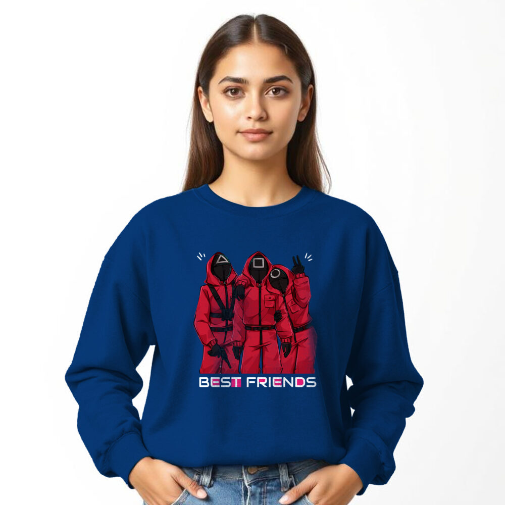 Squad Game Printed Sweat Shirt Girls | Blue - Image 4