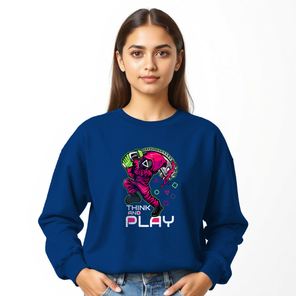 Squad Game Printed Sweat Shirt Girls | Blue - Image 5