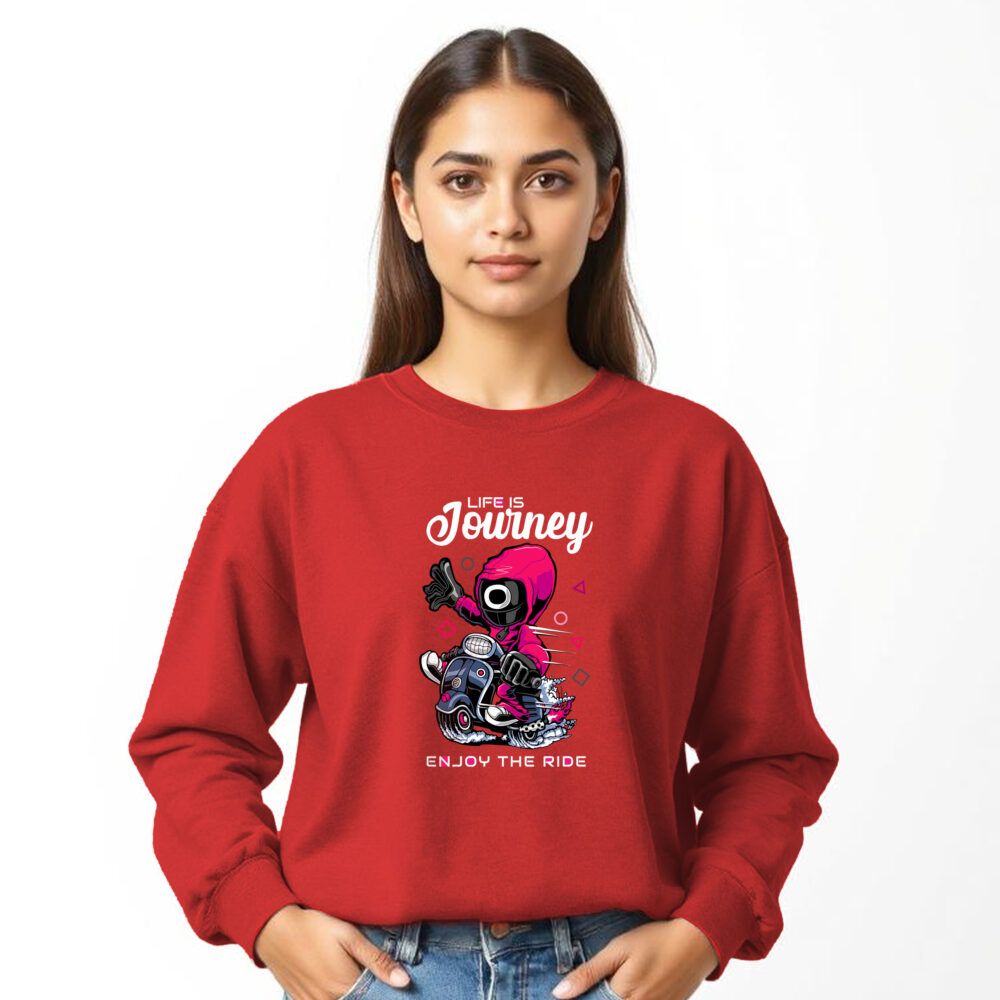 Squad Game Printed Sweat Shirt Girls | Red - Image 4