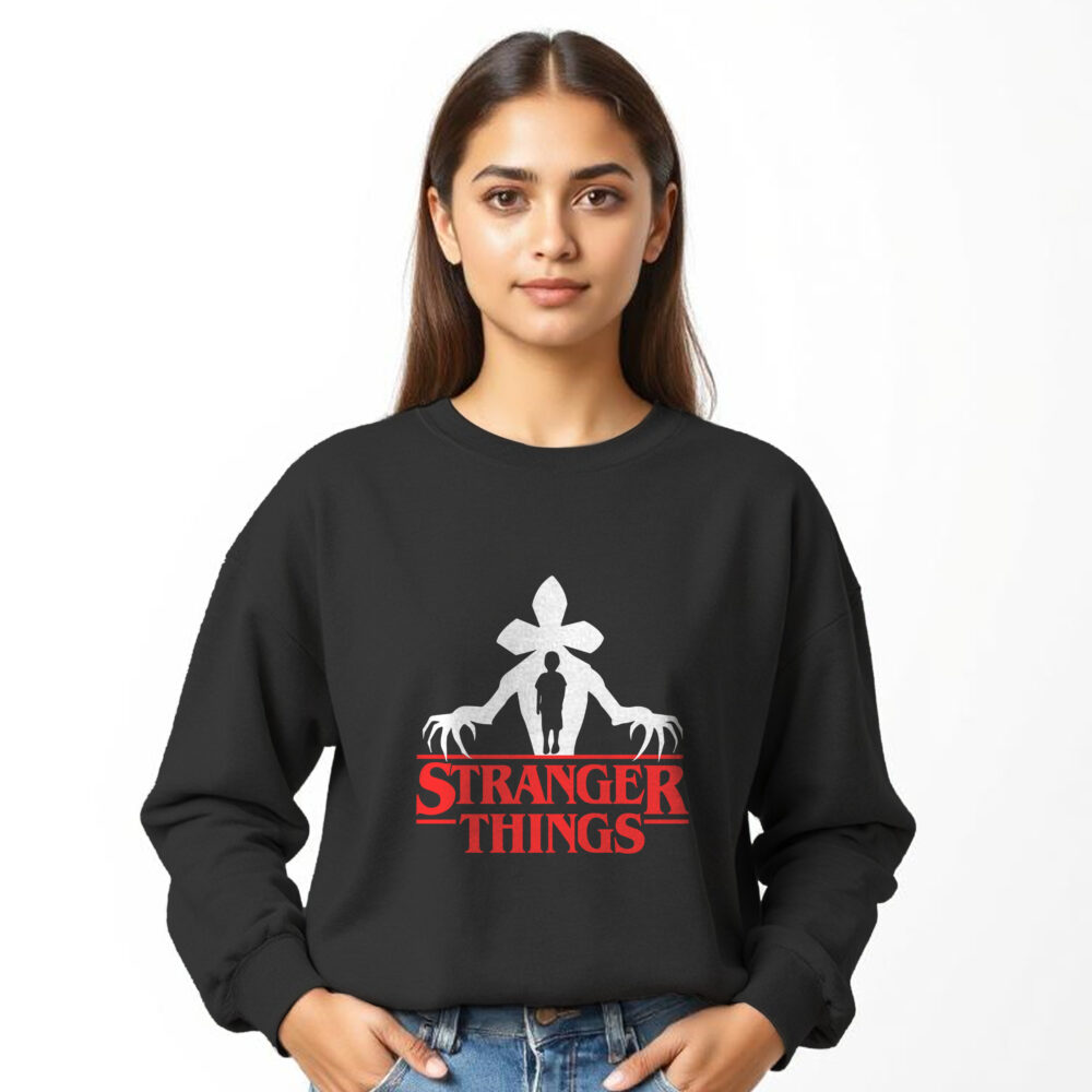 Stranger Things Printed Black Sweat Shirts | Girls - Image 2