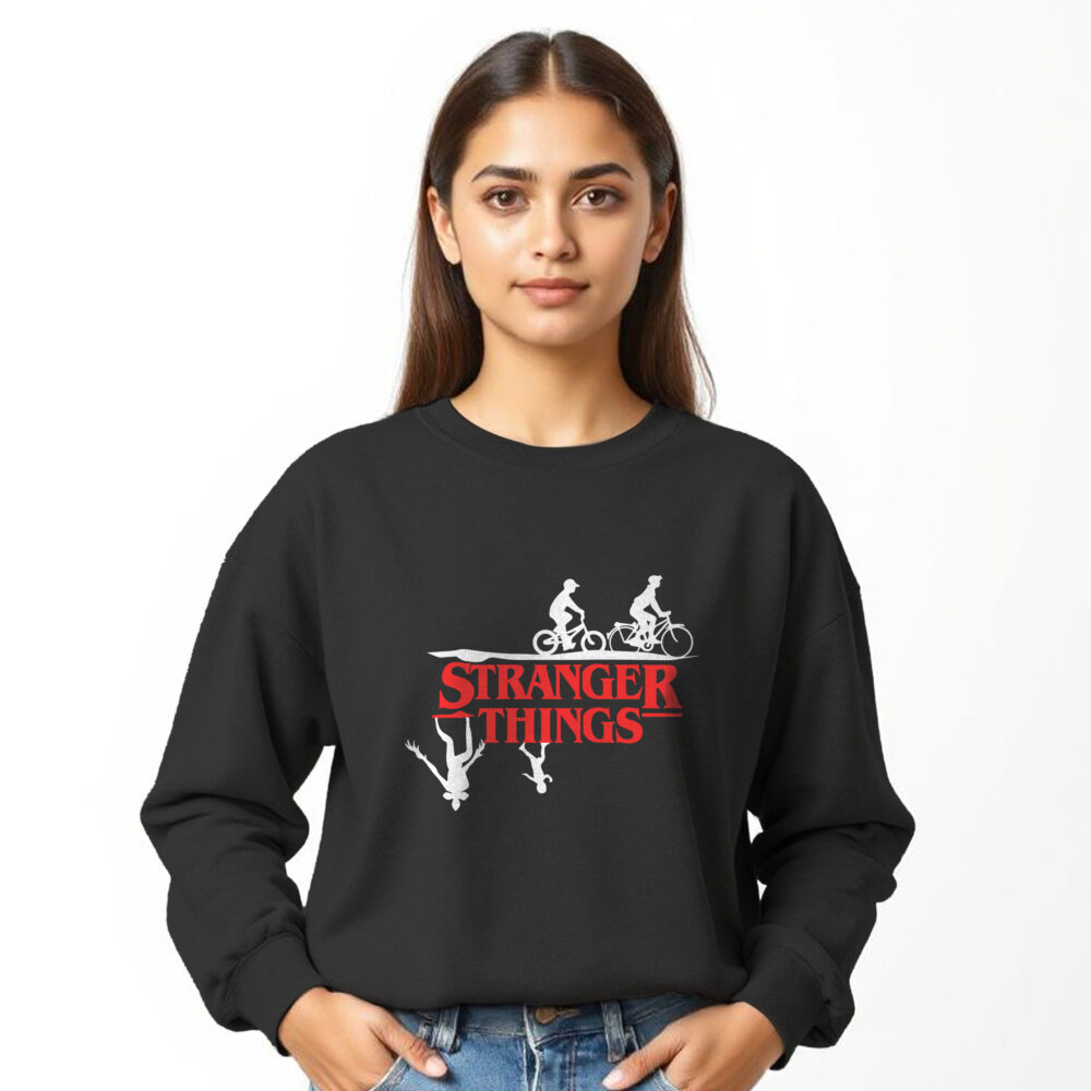 Stranger Things Printed Black Sweat Shirts | Girls - Image 3