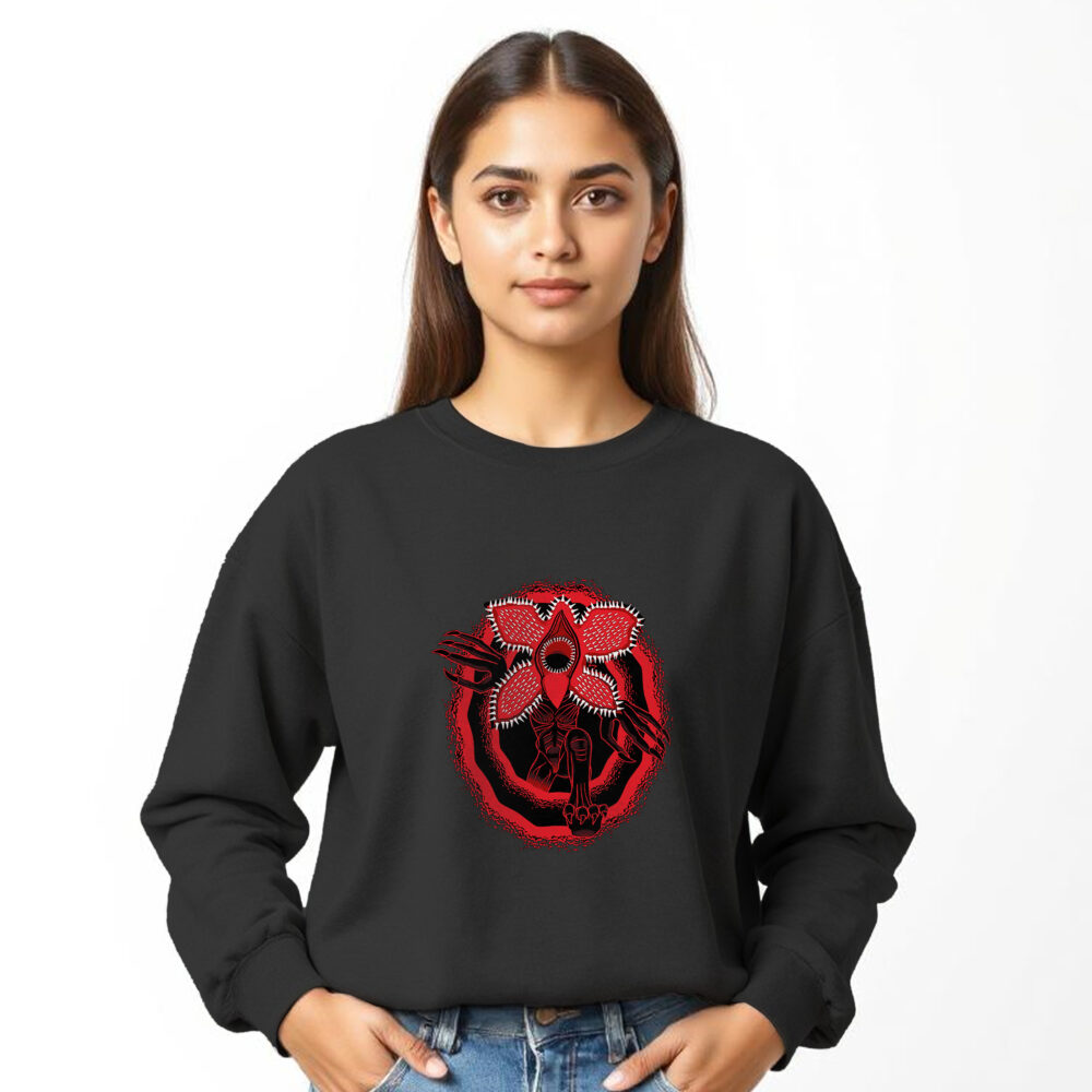 Stranger Things Printed Black Sweat Shirts | Girls