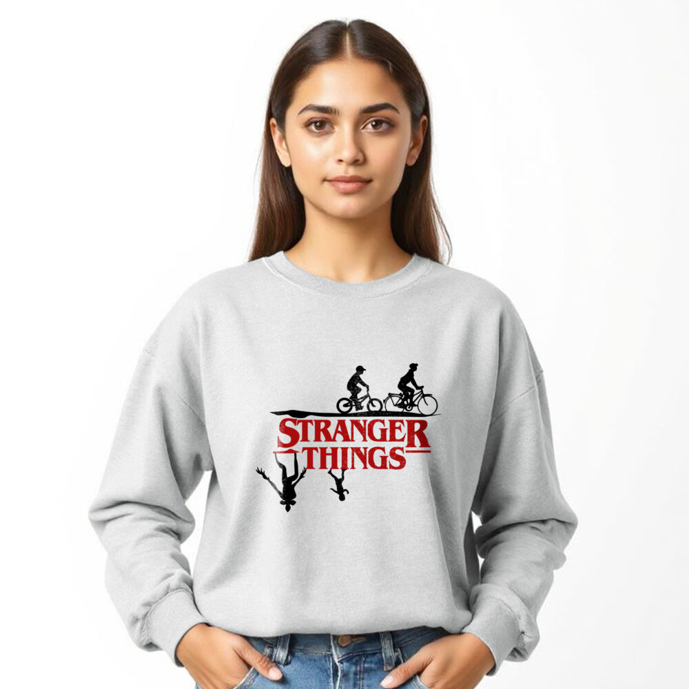 Stranger Things Printed Off White Sweat Shirts | Girls - Image 7