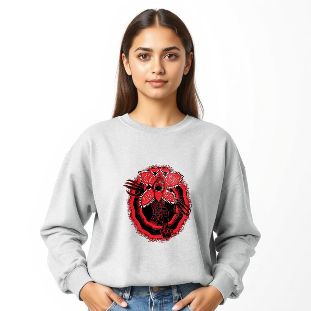 Stranger Things Printed Off White Sweat Shirts | Girls - Image 6