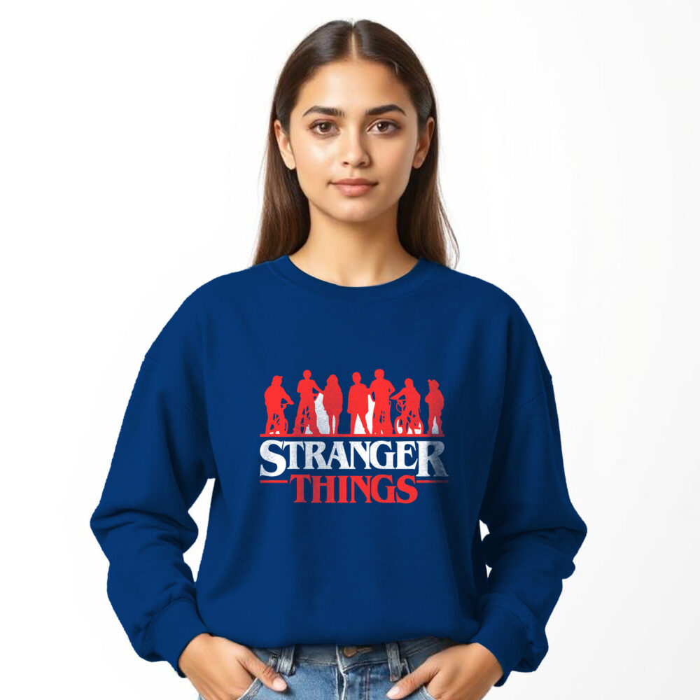 Stranger Things Printed Blue Sweat Shirts | Girls - Image 2