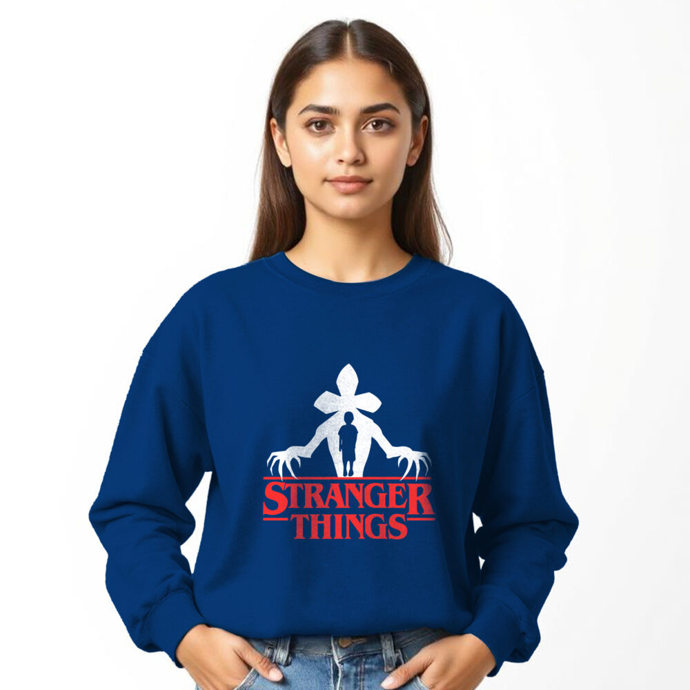 Stranger Things Printed Blue Sweat Shirts | Girls - Image 4