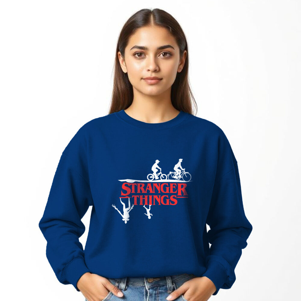 Stranger Things Printed Blue Sweat Shirts | Girls - Image 5