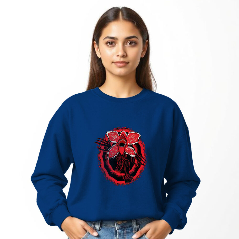 Stranger Things Printed Blue Sweat Shirts | Girls - Image 6