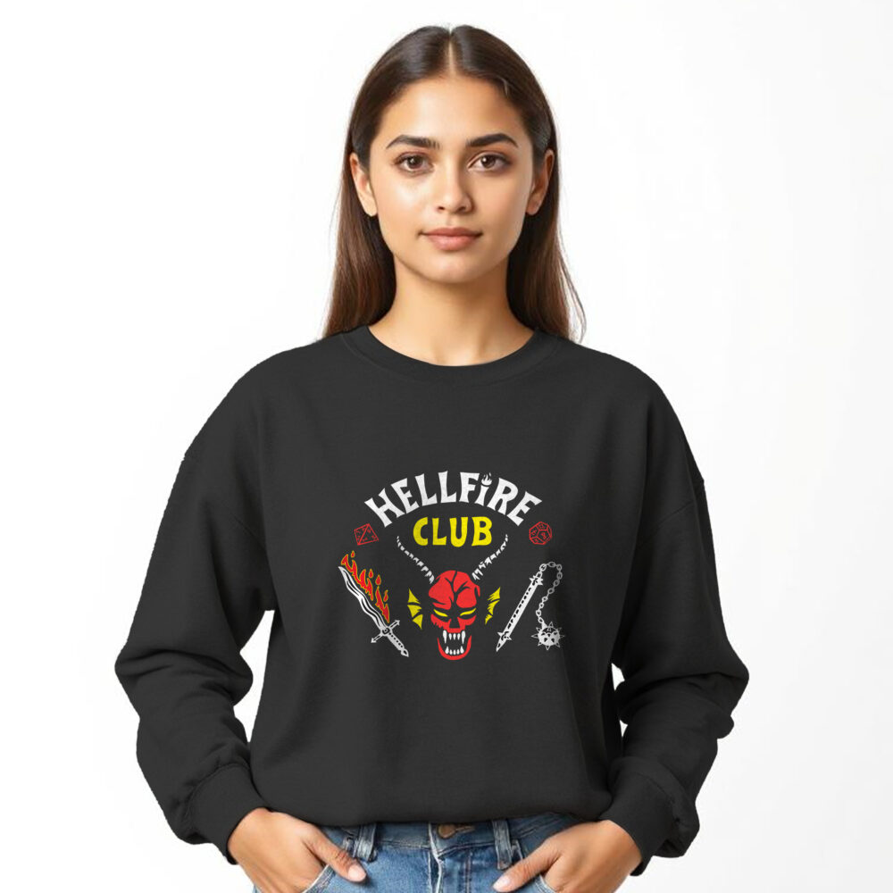 Stranger Things Printed Black Sweat Shirts | Girls - Image 4